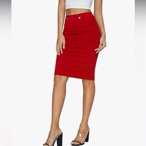 Elegant Red Pencil Skirt